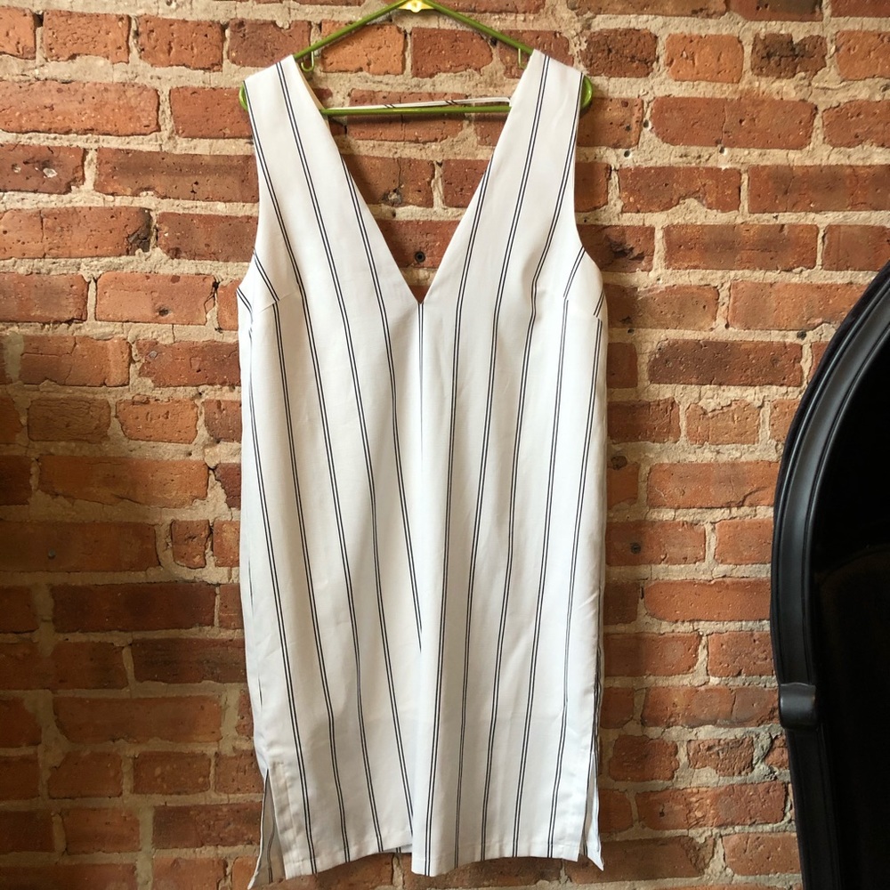 Tobey large stripe sheath dress white